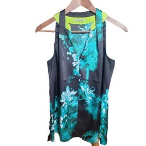 Black & Turquoise Blue Tahari Sleeveless Top SZ M